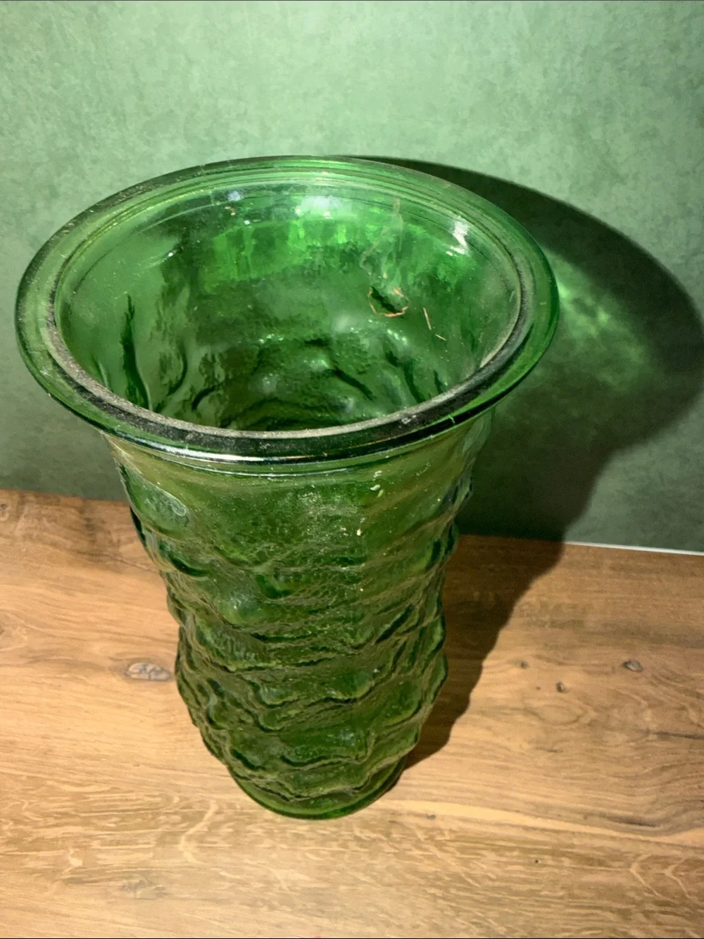 Green Textured Glass Vase - Decorative Home Accent